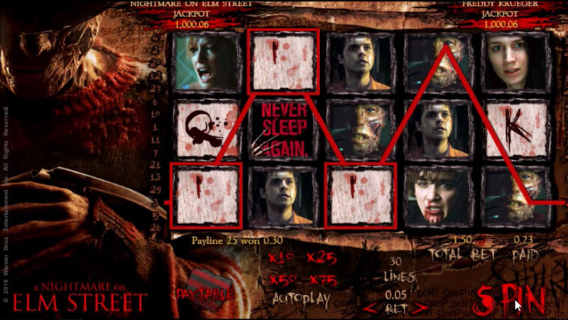 Nightmare on Elm Street slot game