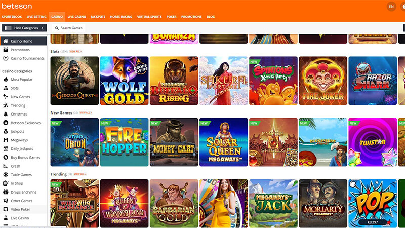 Betsson Review Casino Games