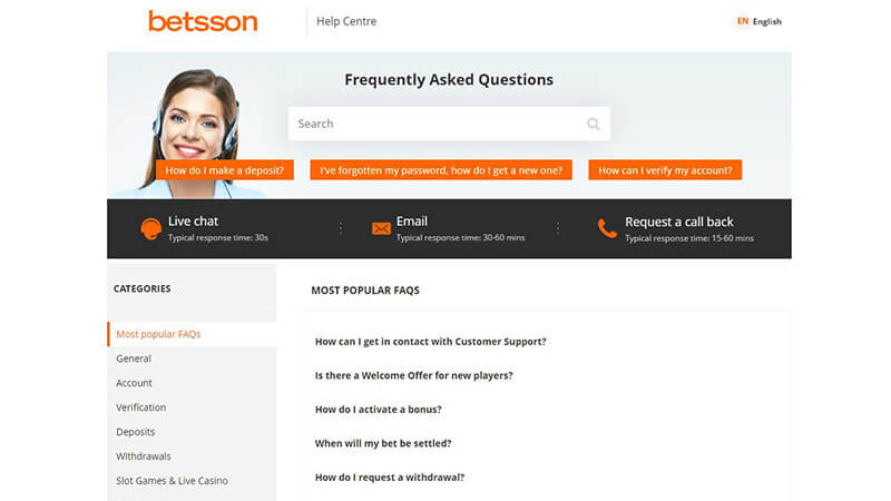 Betsson Help Centre