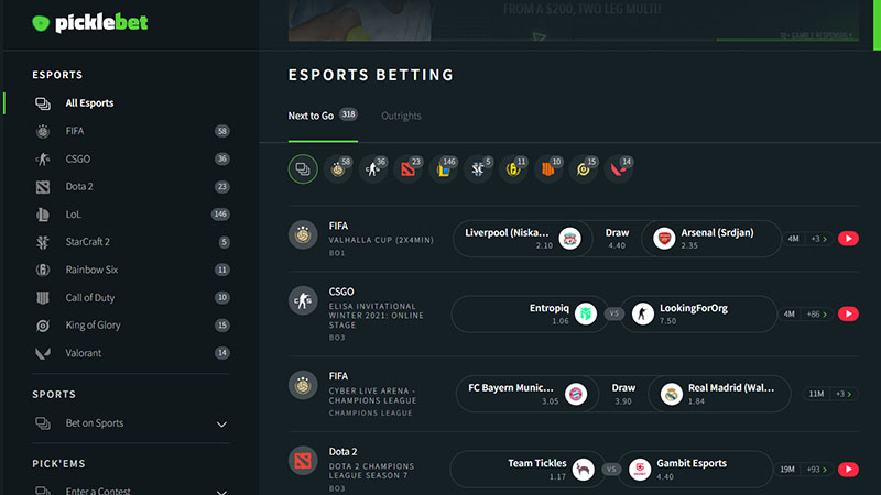 Picklebet Review Esports