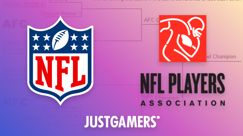 Left: National Football League, Right: National Football League Players Association, tags: nfl blockchain mythical - CC