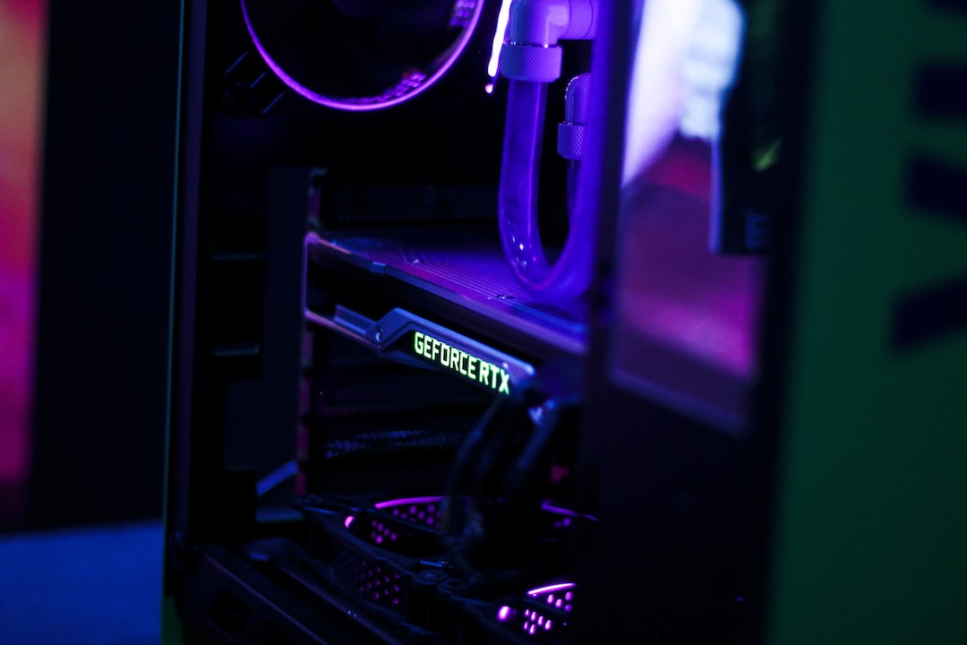 Nvidia Geforce RTX on purple light, tags: omniverse cloud 100 - unsplash